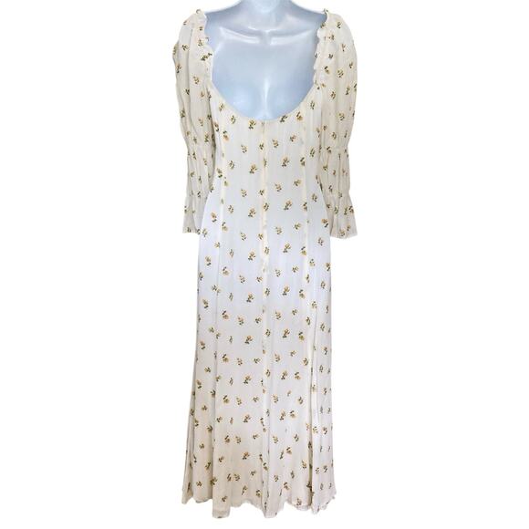 Reformation Roberta Floral Viscose Peasant Boho Maxi /Midi Dress Size 12 - Picture 6 of 10